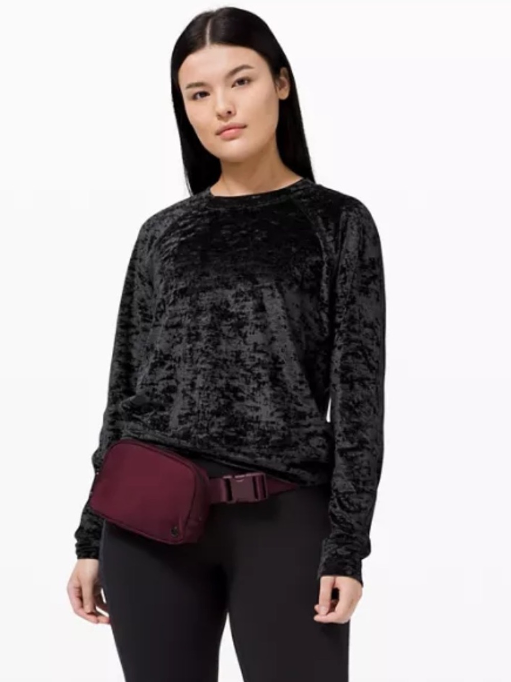 Lululemon Warm Down Crew Crushed Velvet Rare UK Release Black Velvet Pullover